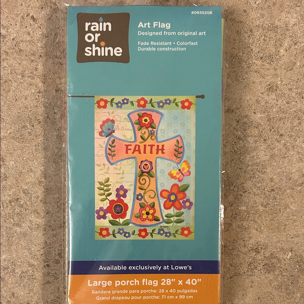 Rain or Shine Large Porch Flag Faith Cross Summer Vibrant Outdoor Decor Faith